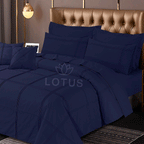 Navy Square Pleated - Duvet Cover Set  8 Pcs