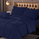 Navy Square Pleated - Duvet Cover Set