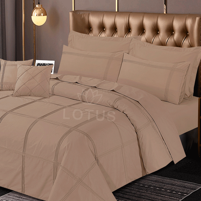 Beige Square Pleated - Duvet Cover Set  8 Pcs Main Image