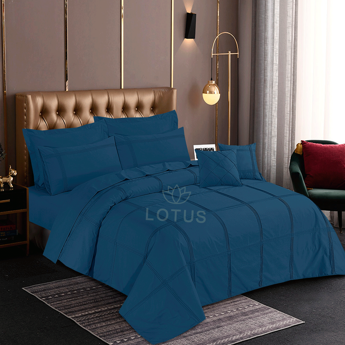 Ultra Soft Square Pleated Duvet Cover Set – Zinc, King Size, 8 Pc