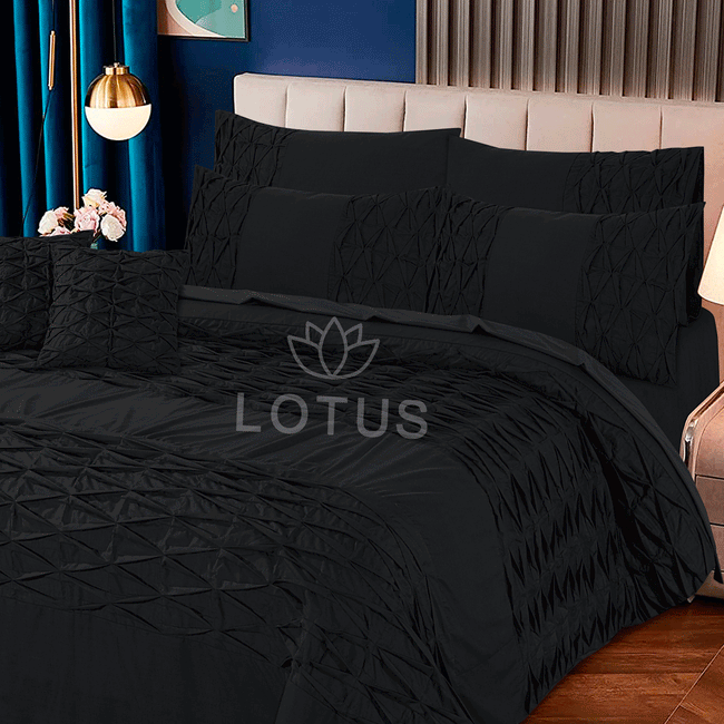 Black Zigzag Pleated - Duvet Cover Set  8 Pcs Main Image