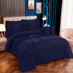 Navy Zigzag Pleated - Duvet Cover Set  8 Pcs