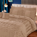 Beige Zigzag Pleated - Duvet Cover Set  8 Pcs