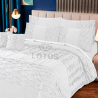 White Zigzag Pleated - Duvet Cover Set  8 Pcs