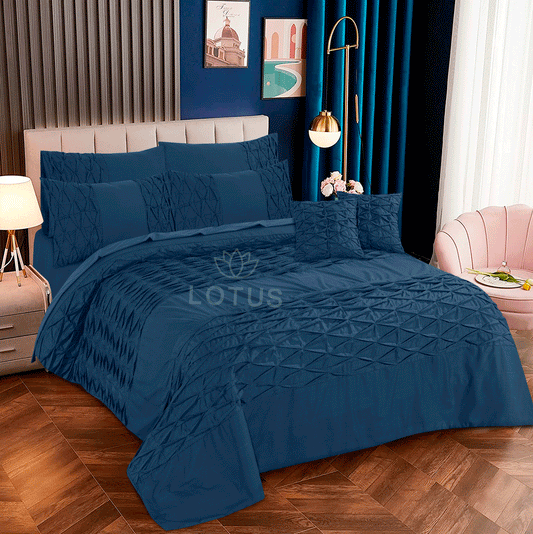 Ultra Soft Zigzag Pleated Duvet Cover Set – Zinc, King Size, 8 Pc