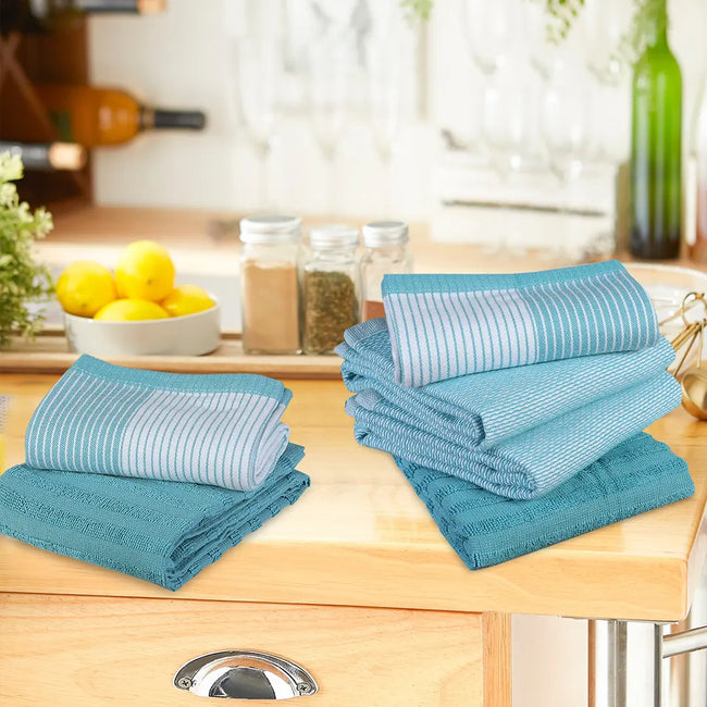 Export Quality Flat & Terry Kitchen Towel Aqua Hover Image