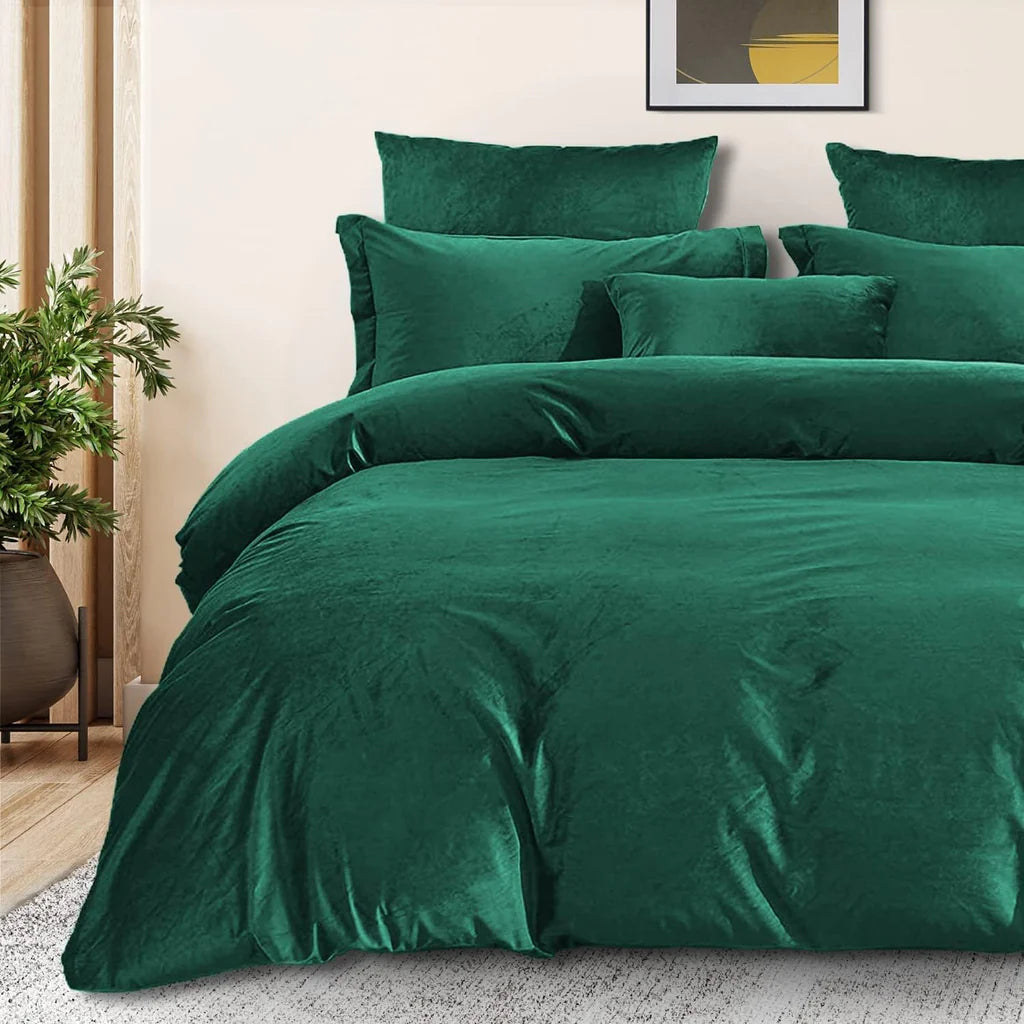 8 Pcs Velvet Quilt Cover Set Green RFS-40282