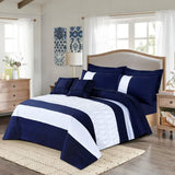 Warped Pleated Quilt Cover Set 3 Pcs Patriot Blue/White-40160 RFS