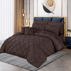 Pin Tuck Duvet Cover 8 Pcs Set Brown-40189 RFS