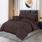 Pin Tuck Quilt Cover Set Seal Brown-40189 RFS