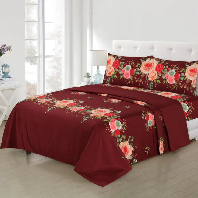 Micro Fiber Bed Sheet Burgundy King-30258 Hover Image