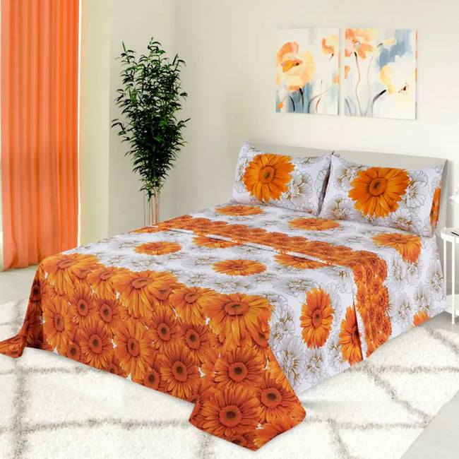 Micro Fiber Bed Sheet 3D Orange Chenille King-30299 RFS Hover Image