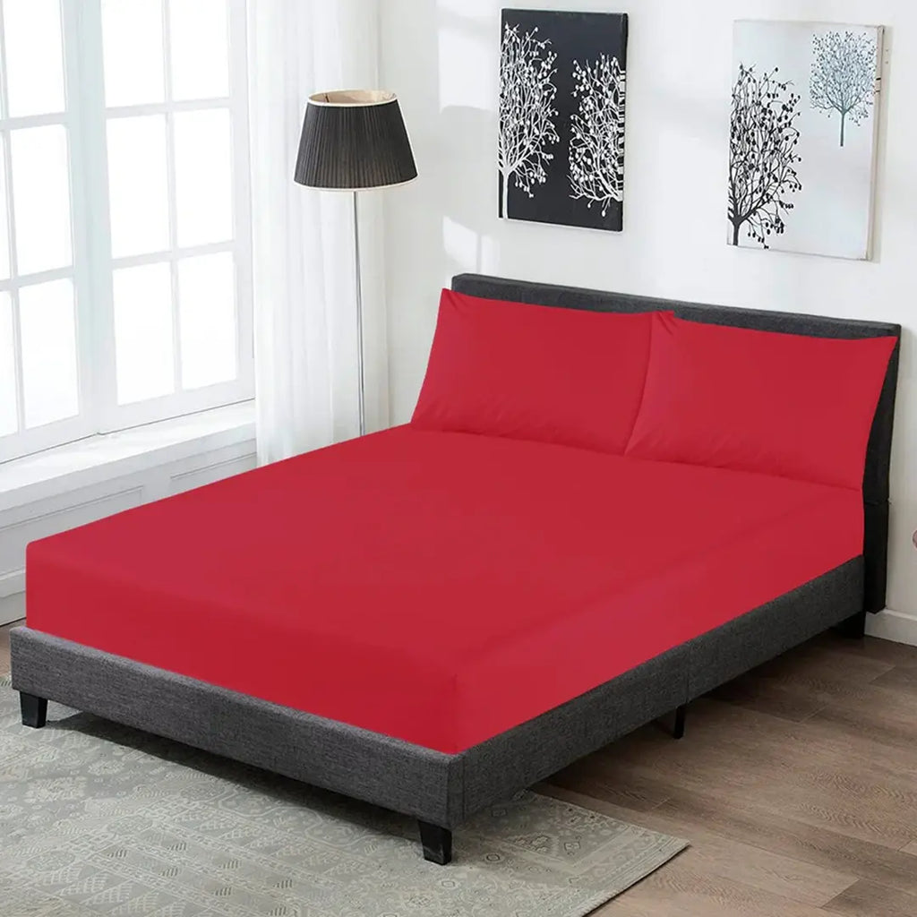 Fitted Sheet Set Red King -30250 Limited Stock