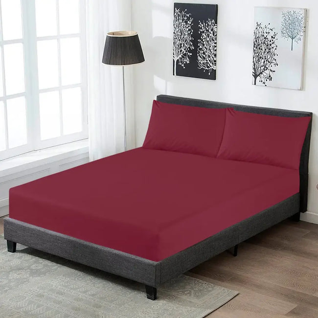 Fitted Sheet Set Maroon King-30249 RFS Hover Image
