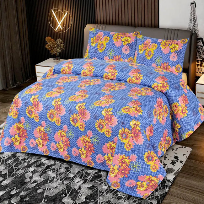 Poly Cotton Bed Sheet Set Mineola Floral King-50197 OS Hover Image