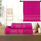 3-Pcs Towel Set Flower Fuchsia-476