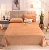 Velvet Bed Sheet Set Beige King RFS-30325