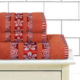 3-Pcs Towel Set Flower & Circle Golden Ochre-449