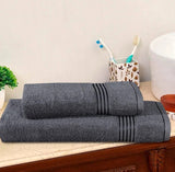 2-Pcs Stripe Towel Set Gray-548