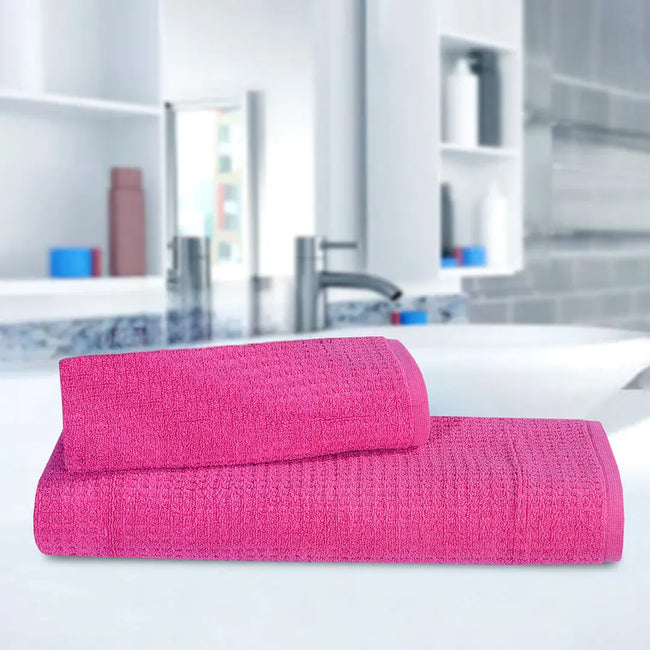 2-Pcs Export Quality Towel Set Hot Pink-510 Hover Image