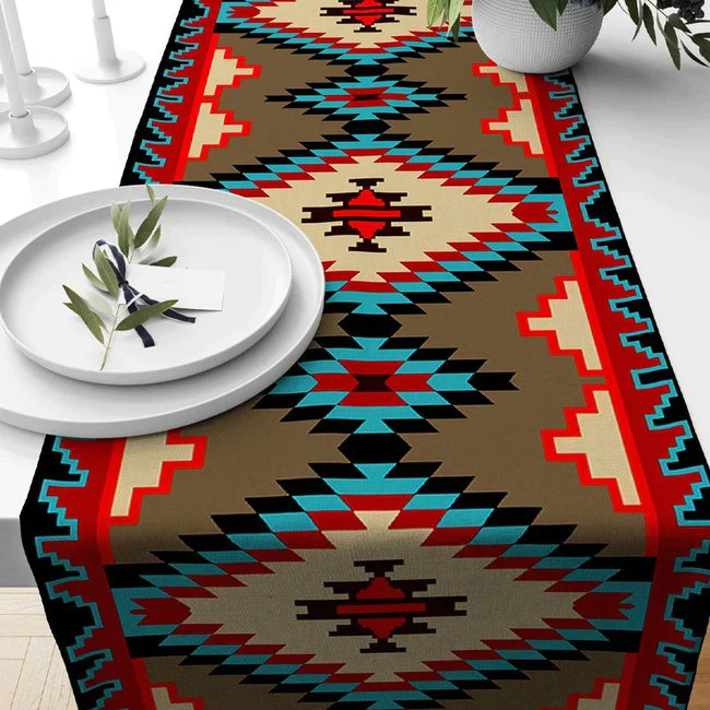 Southwestern Kilim Aztec Style Table Runner-TR-SK Hover Image