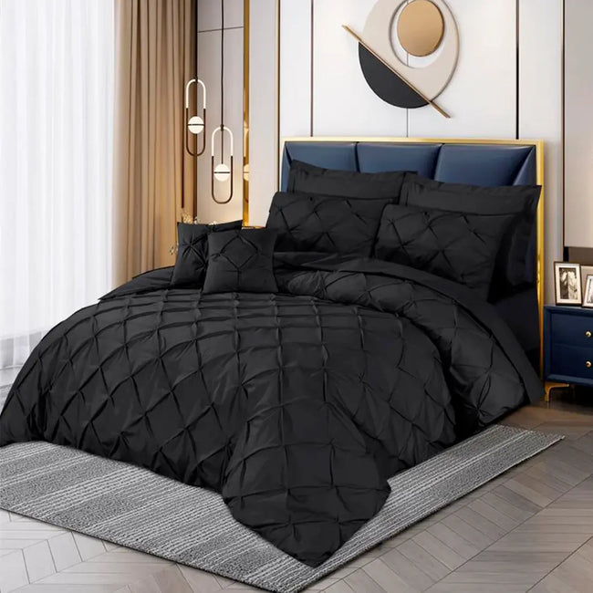 Pin Tuck Duvet Cover Set Black-40188 RFS Hover Image