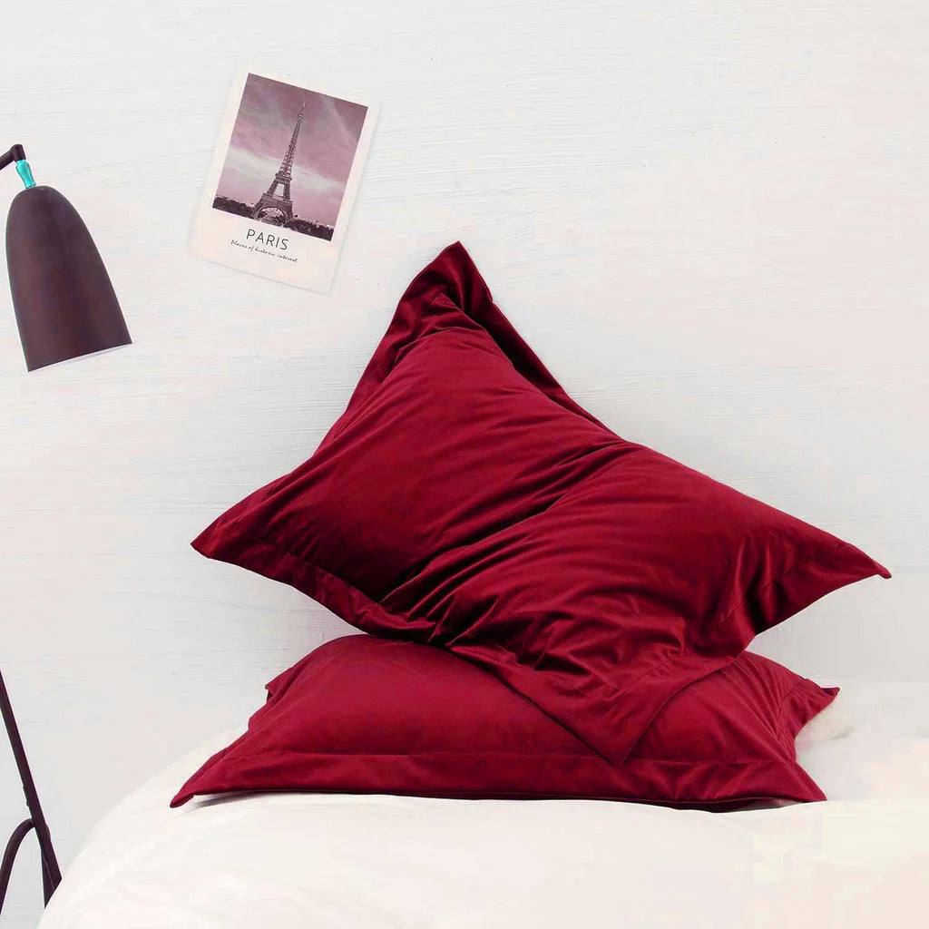 Velvet Pillow Sham Maroon Pack of 2 RFS 30353 Lotus