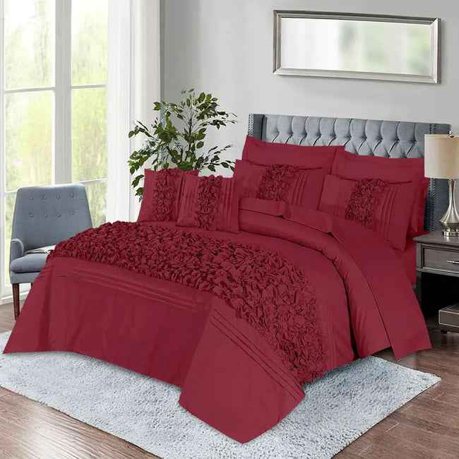 Roly-Poly Duvet Cover 8 Pcs Set Maroon-40209 RFS Hover Image