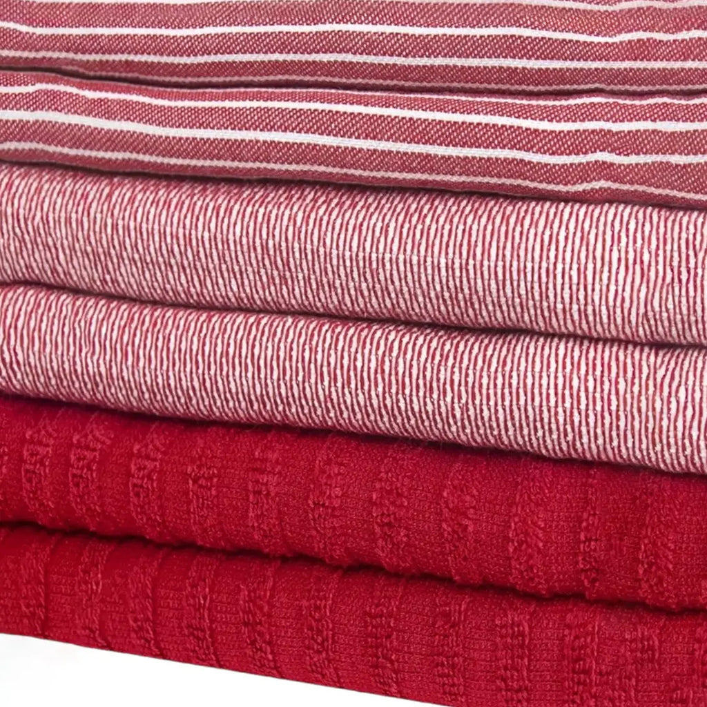 Export Quality Flat & Terry Kitchen Towel Red Stripe