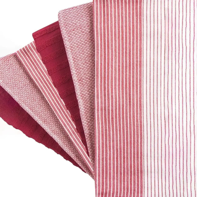 Export Quality Flat & Terry Kitchen Towel Red Stripe Hover Image
