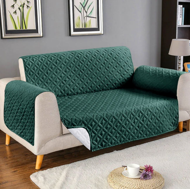 Ultrasonic Microfiber Sofa Cover Green-RFS Hover Image