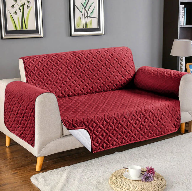 Ultrasonic Microfiber Sofa Cover Maroon-RFS Hover Image
