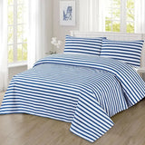 Cotton Duck Bed Sheet Set Blue Stripe King-50205 OS