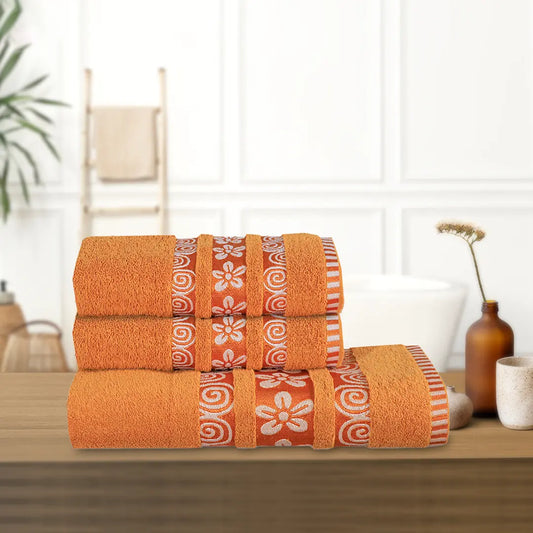3-Pcs Towel Set Flower & Circle Sunflowers-450