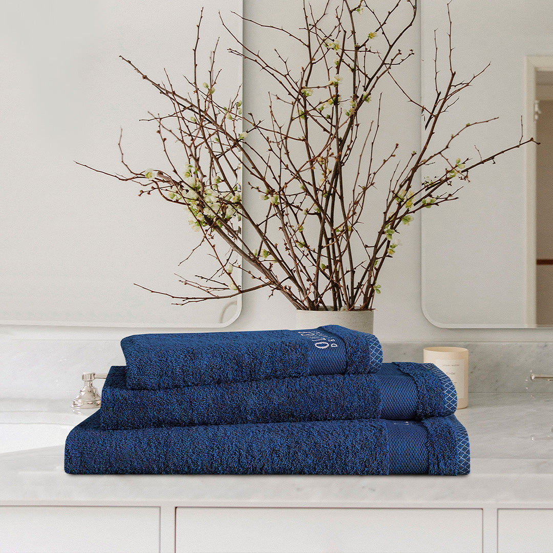 3-Pcs Export Quality Towel Set Navy-537
