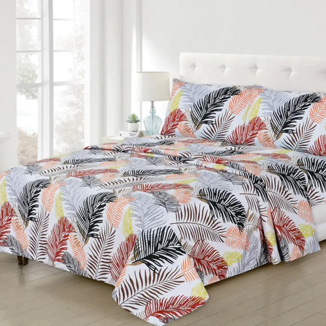 Micro Fiber Bed Sheet Fern Leaf Tropical Single-30260 Hover Image