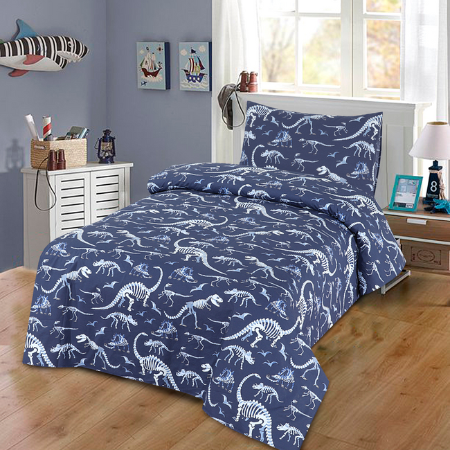 Glow in Dark Bed Sheet Dinosaur Single-30126 Hover Image