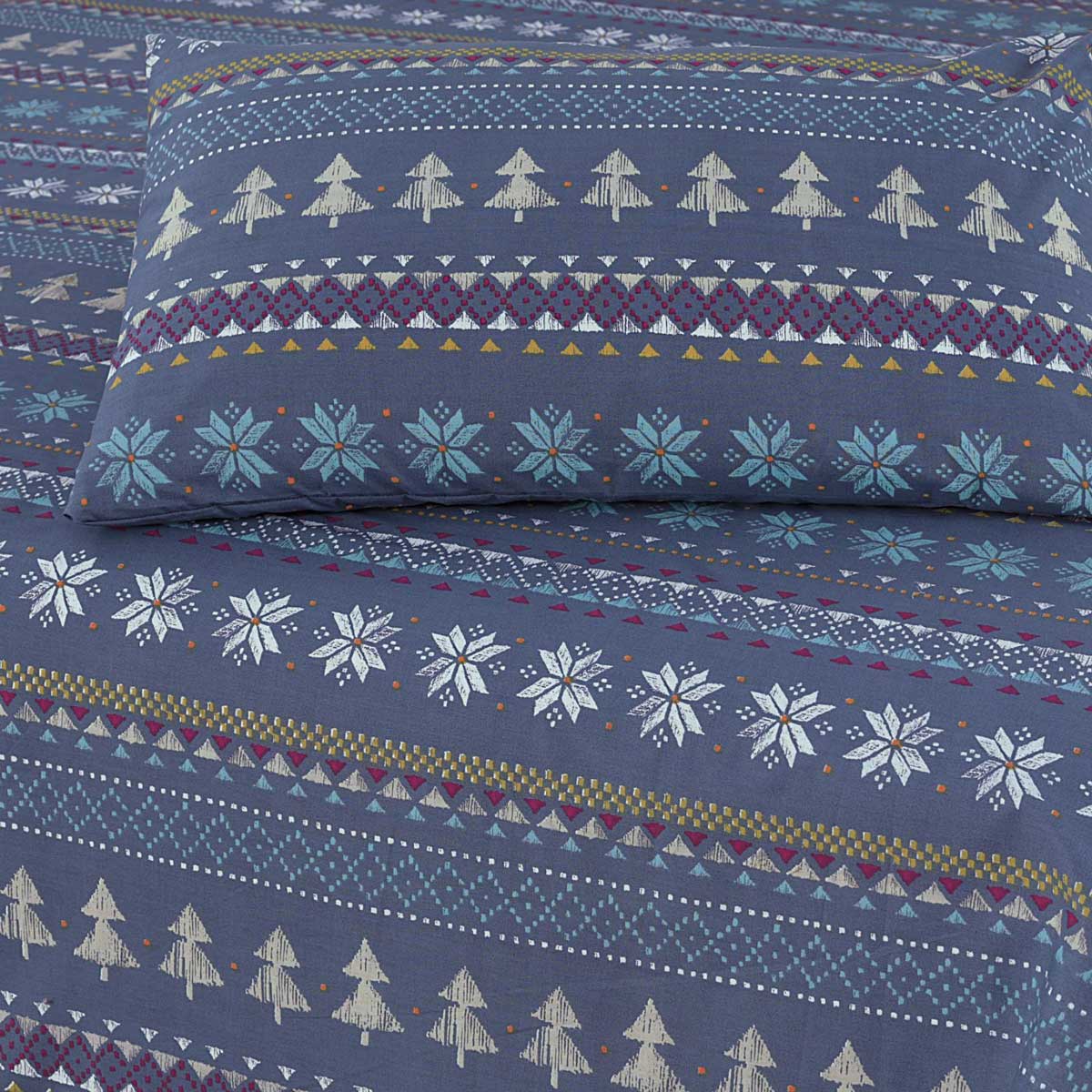3 Pcs King Size 100% Cotton Bedsheet - Snow Crystal