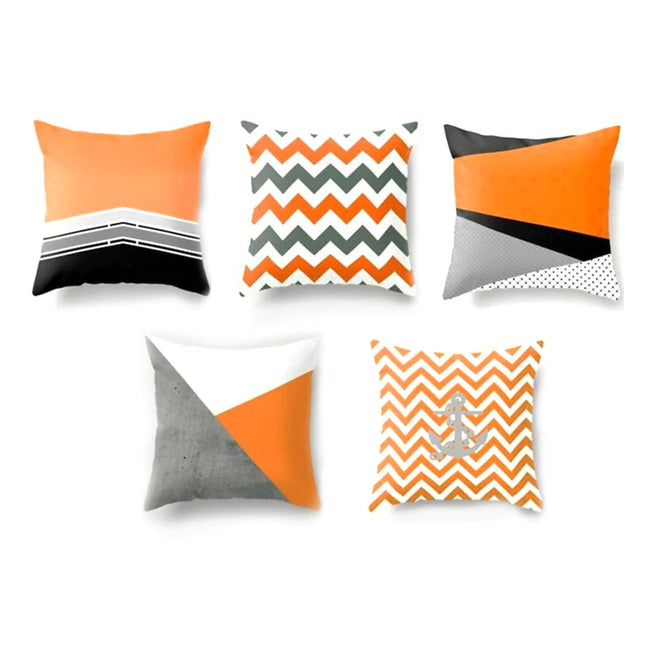Orange Geometric Cushion Covers (Pack Of 5)-CC-43 Hover Image