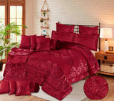 Heavy Palachi Bridal Comforter 14 Pcs Set Maroon-50222 HC