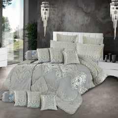 Heavy Palachi Bridal Comforter 14 Pcs Set Green-50224 HC