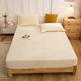 Velvet Fitted Bed Sheet Set Beige Single RFS-30338