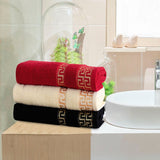 Multi Color Greek Key - 3-Pcs Jacquard Bath Towels