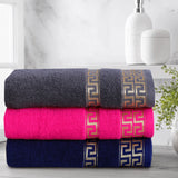 Multi Color Greek Key - 3-Pcs Jacquard Bath Towels