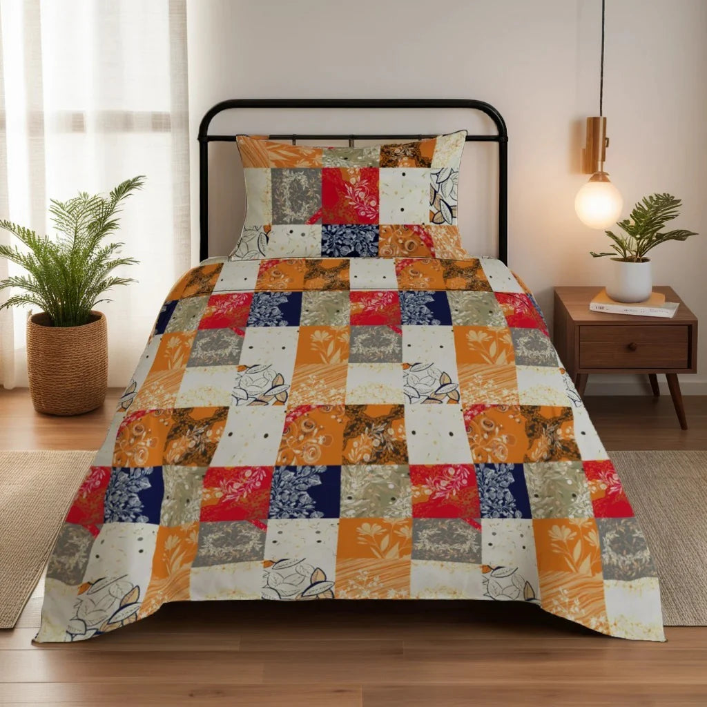 2 Pcs Single Size Ultra Soft Bedsheet - Mosaic