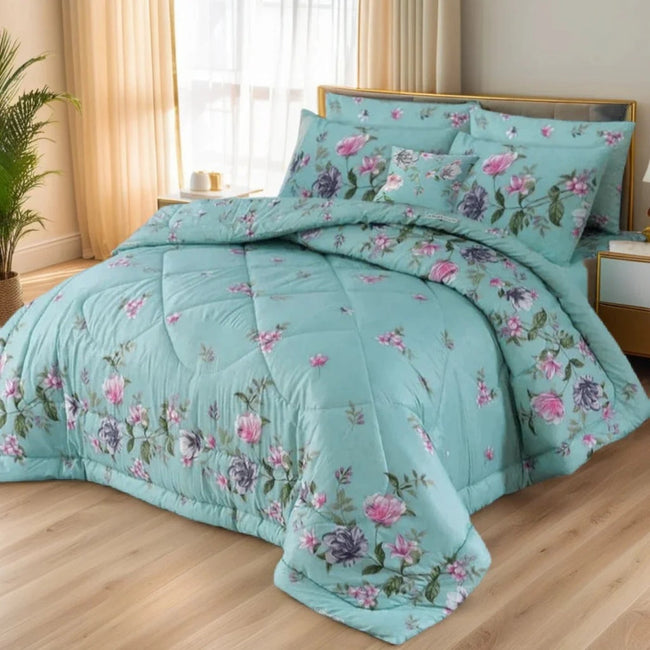 Aqua Bloom - Summer Comforter Set - Lotus Hover Image