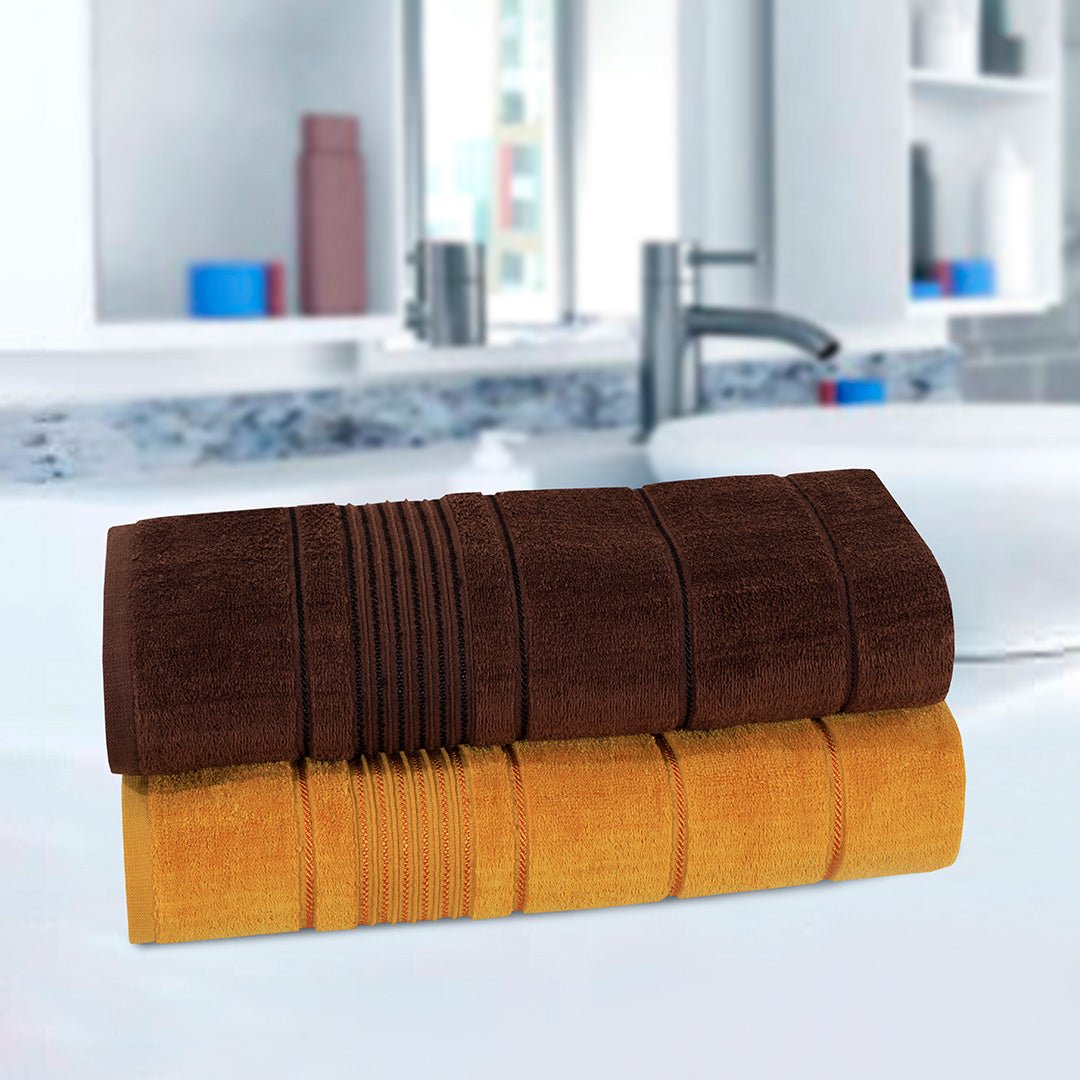 Bath Towel Stripe Chocolate & Mustard - 428 - Lotus