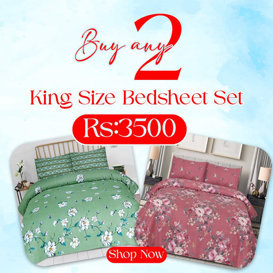 Buy any 2 King Size Bedsheet in just Rs 3500 - Lotus