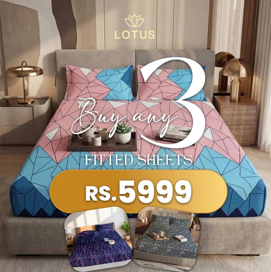Buy any 3 Fitted Sheets in Rs 5999 - Lotus
