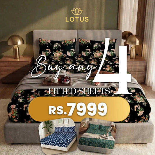 Buy any 4 Fitted Sheets in Rs 7799 - Lotus